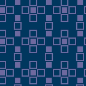 Nested geometry of layered lavender squares on blue