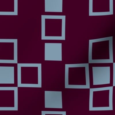 Nested geometry of layered light blue squares on maroon
