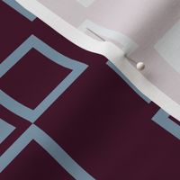 Nested geometry of layered light blue squares on maroon