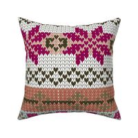 Fairisle Sweater - Hot Pink & Olive Drab