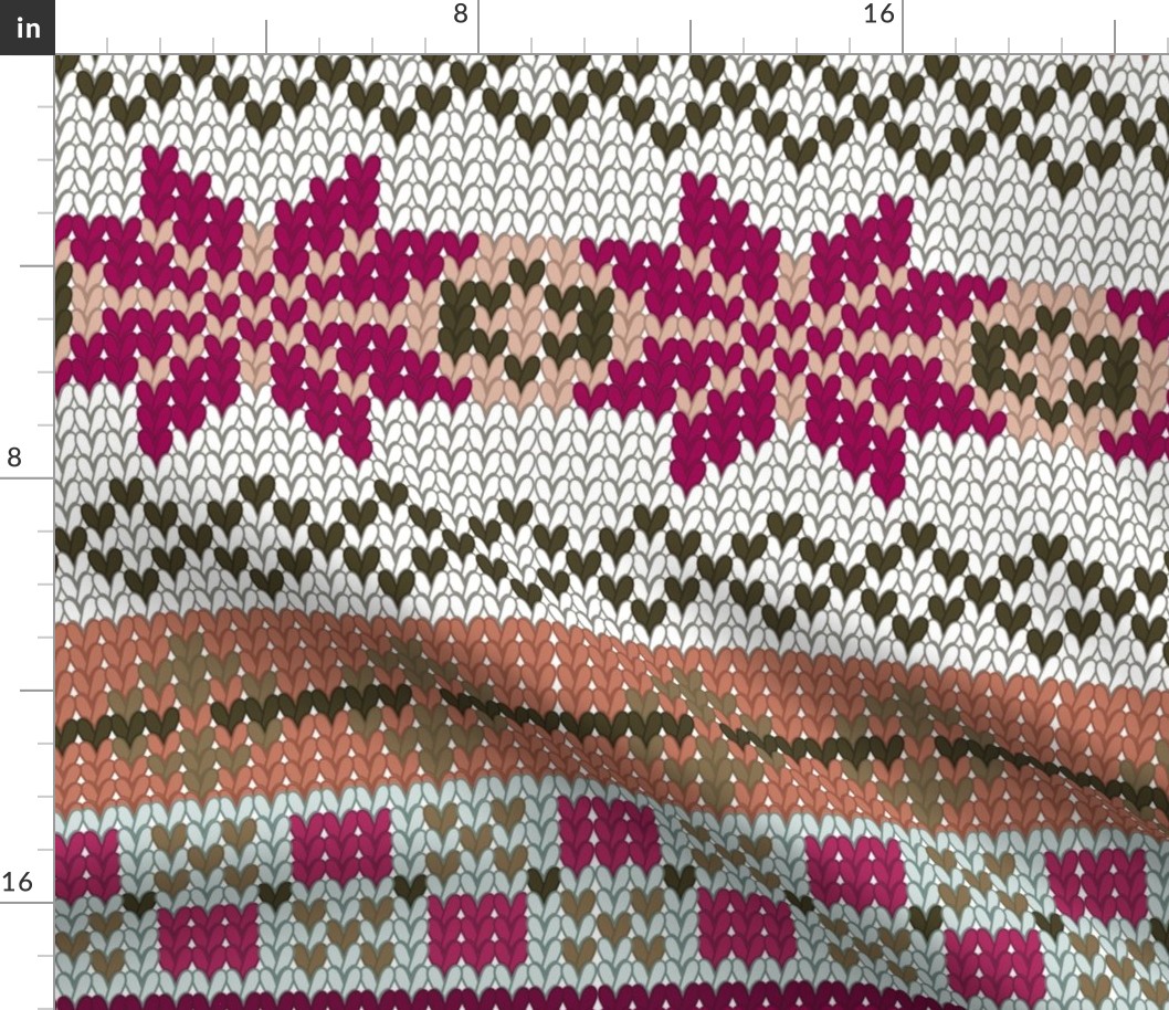 Fairisle Sweater - Hot Pink & Olive Drab