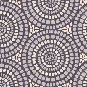 Aged Mandala Mosaic Tile - Extra Large - Hazy Lilac - Distressed Texture