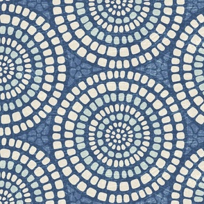 Aged Mandala Mosaic Tile - Extra Large - Nova Blue - Distressed Texture
