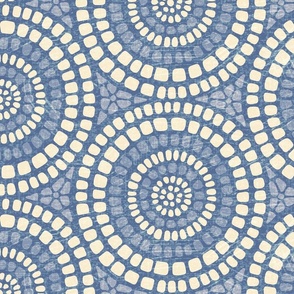 Aged Mandala Mosaic Tile - Extra Large - Nova Blue 2 - Distressed Texture
