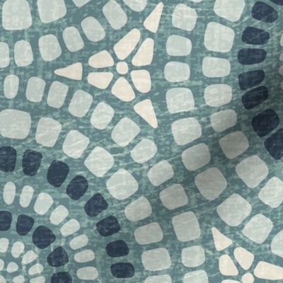 Aged Mandala Mosaic Tile - Extra Large - Aegean Teal - Distressed Texture