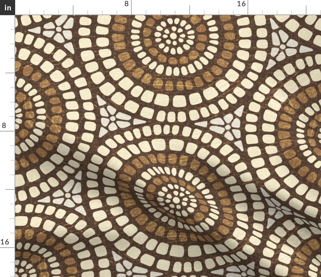 Aged Mandala Mosaic Tile - Extra Large - Fort Sumner Tan - Distressed Texture