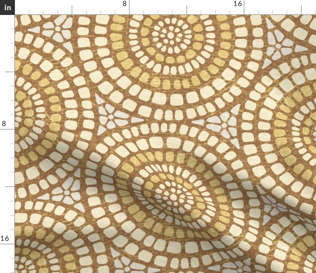 Aged Mandala Mosaic Tile - Extra Large - Marblehead Gold