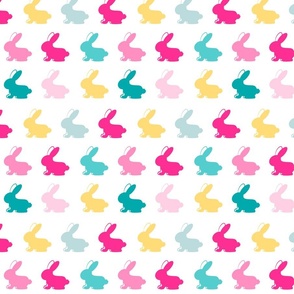 Pop Art Easter bunny rabbits, bright teal green, Easter yellow, hot fuchsia pink, magenta pink - small