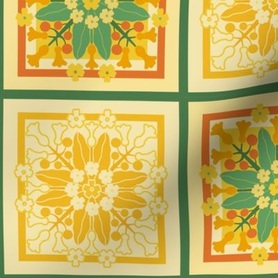 Hawaiian cheater Quilt-pua kenikeni-orange and yellow