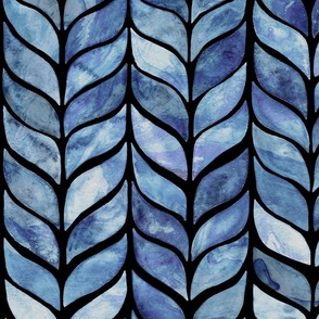 Dramatic Watercolor Whale Tail Tiles - Navy - Medium Scale