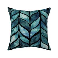 Dramatic Watercolor Whale Tail Tiles - Teal - Medium Scale