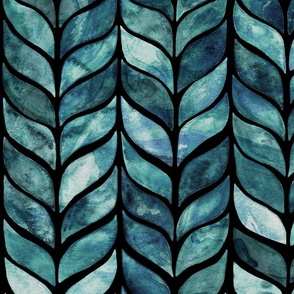 Dramatic Watercolor Whale Tail Tiles - Teal - Medium Scale