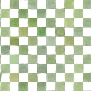 green checkboard, watercolor