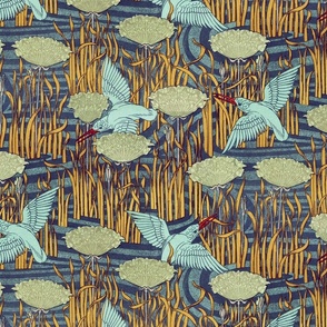 swallows in marsh