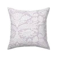 White on Warm Gray  Paisley Damask