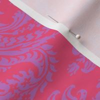 Wisteria on Bright Coral  Paisley Damask