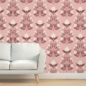 (large) floral art nouveau wallpaper white pink marsala