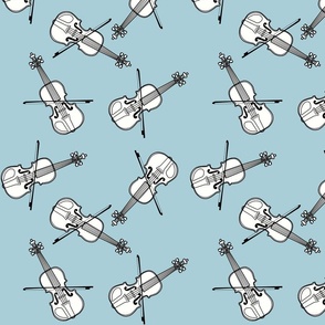 White Violins on Light Blue 