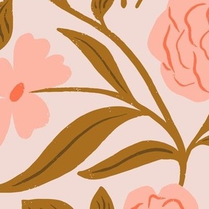Ontario Wildflowers in Pink and Brown in a Canadian Meadow  | Small Version | Bohemian Style Pattern in the Woodlands