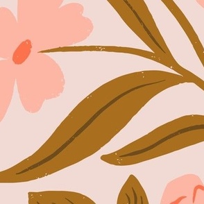 Ontario Wildflowers in Pink and Brown in a Canadian Meadow  | Medium Version | Bohemian Style Pattern in the Woodlands