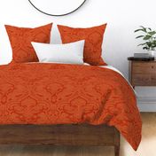 Peach on Copper Medieval Lions Damask