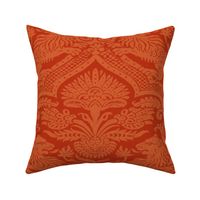 Peach on Copper Medieval Lions Damask