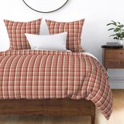 Scandinavian Woodland Groovy Check Plaid- Retro Christmas- Merry and Bright- Pink Red Tan Ivory Beige- Regular Scale