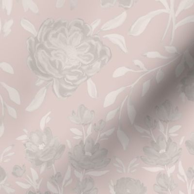 Jumbo - Francesca Victorian Florals - Silhouette - Blush Pink Grey
