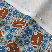 Small Scale Team Spirit Football Floral in Carolina Panthers Blue and Silver