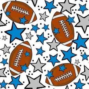 Medium Scale Team Spirit Footballs and Stars in Carolina Panthers Blue and Silver