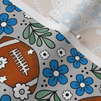 Medium Scale Team Spirit Football Floral in Carolina Panthers Blue and Silver