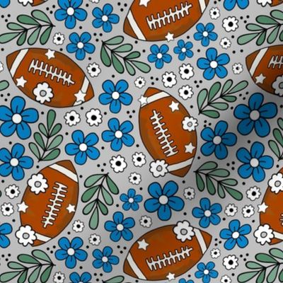 Medium Scale Team Spirit Football Floral in Carolina Panthers Blue and Silver