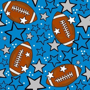 Large Scale Team Spirit Footballs and Stars in Carolina Panthers Blue and Silver