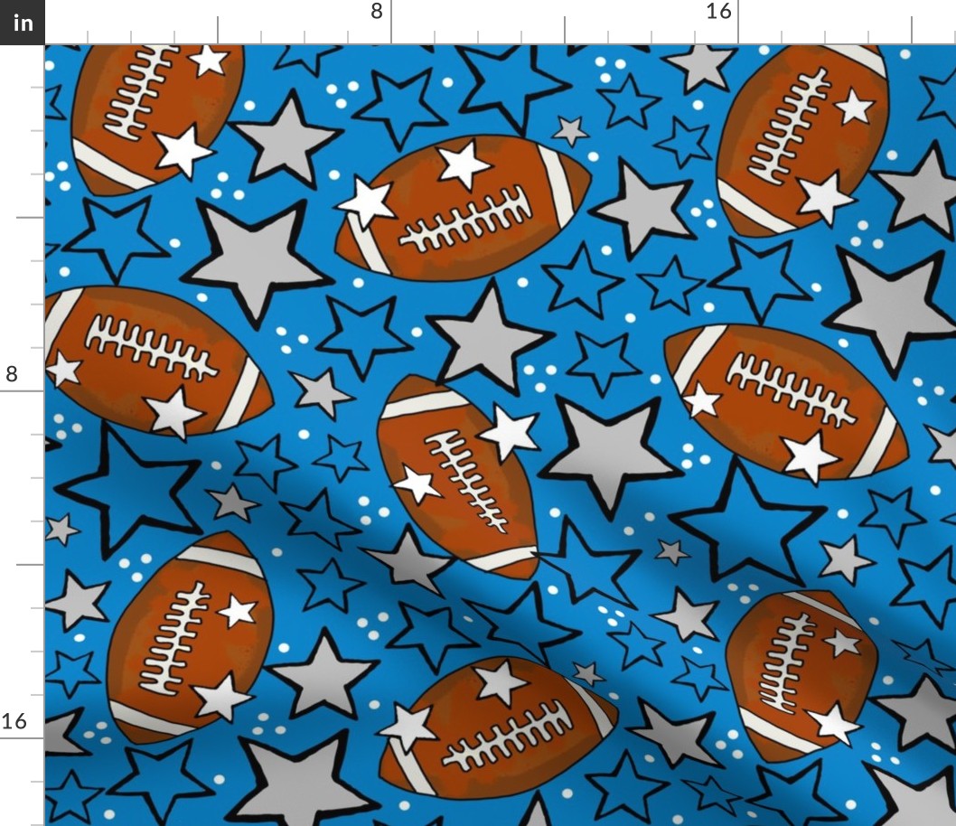 Large Scale Team Spirit Footballs and Stars in Carolina Panthers Blue and Silver