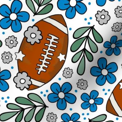 Large Scale Team Spirit Football Floral in Carolina Panthers Blue and Silver