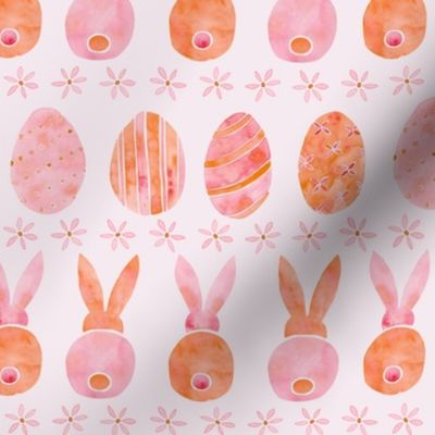 Easter Bunnies and Eggs | Watercolor | Blush and Orange