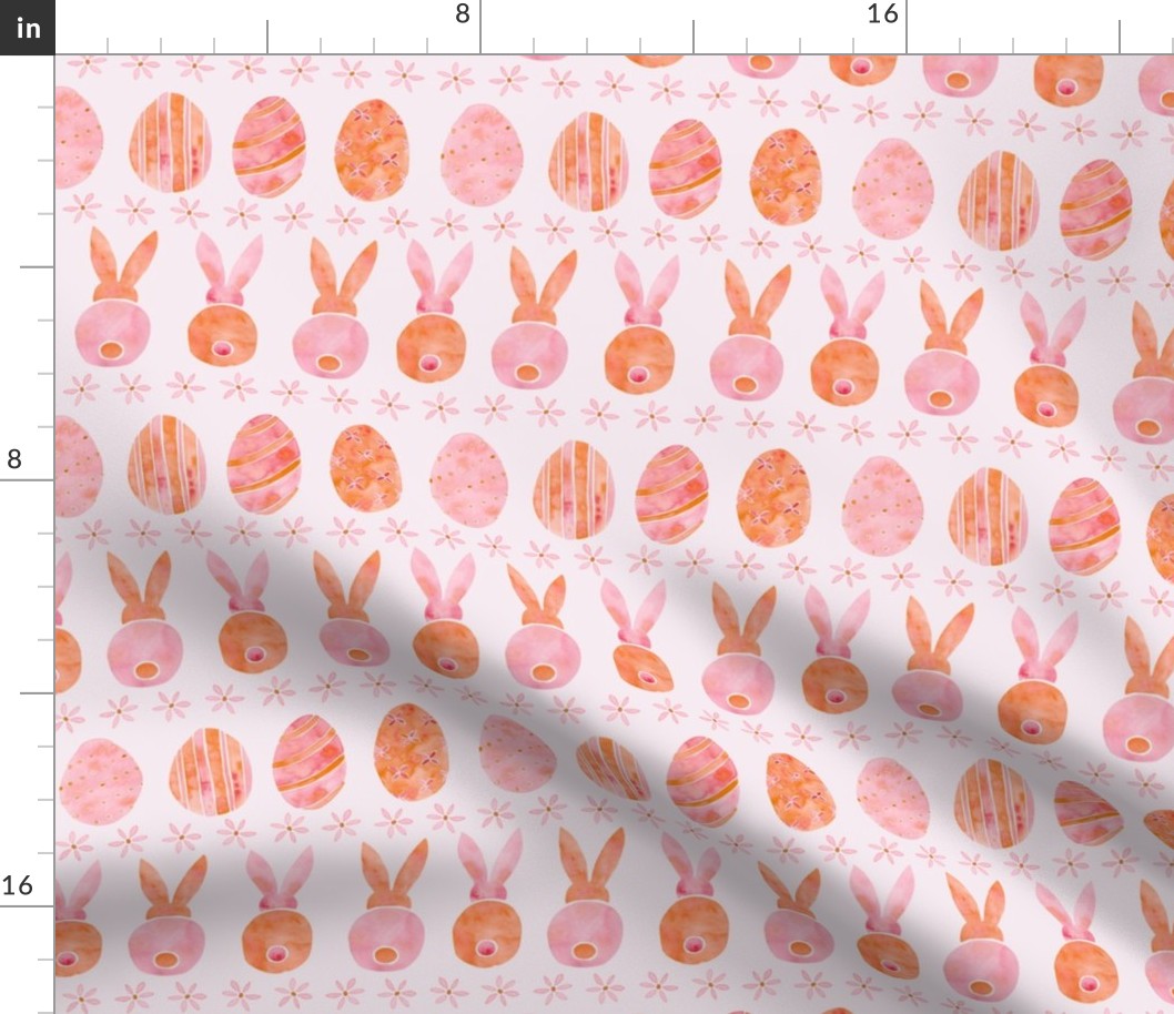 Easter Bunnies and Eggs | Watercolor | Blush and Orange