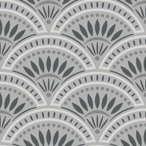 Art Deco Scallop | Large Scale | Grey