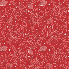 Pearls Of The Sea - Nautical Lobsters Red Ivory Small