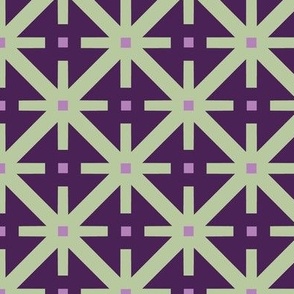 Harlequin - Lattice - Retro Modern - Geometric Line Pattern - Purple - Green