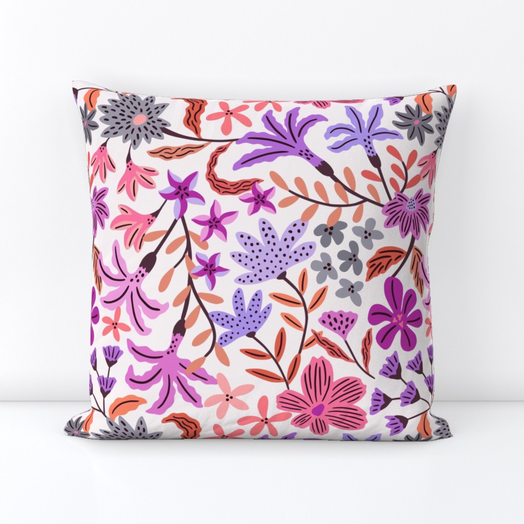 Purple and pink bold maximalist floral - medium scale