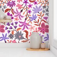 Purple and pink bold maximalist floral - medium scale
