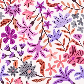 Purple and pink bold maximalist floral - medium scale