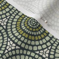  Aged Mandala Mosaic Tile - Medium - Lily Pad Green