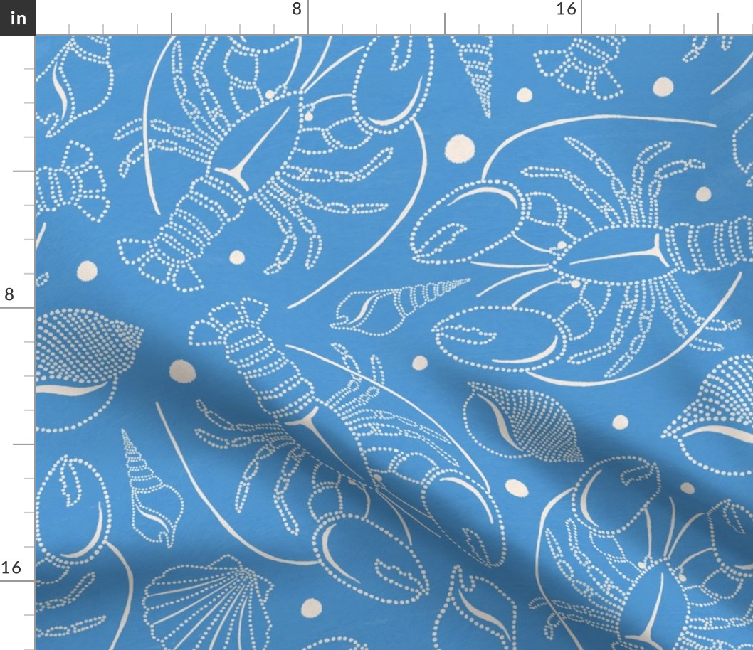 Pearls Of The Sea - Nautical Lobsters Blue Ivory Large