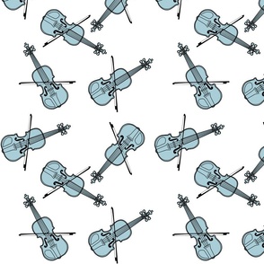 Blue Violins on White Pattern