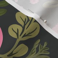 Morgan's Garden Party on Charcoal Gray Wallpaper