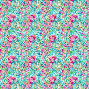 Floral Fiesta - SM-Pinks and Teal on White 