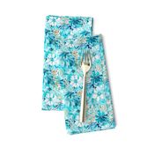 Tiger Lilly Twist - SM. - Teal/White Wallpaper - New
