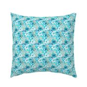 Tiger Lilly Twist - SM. - Teal/White Wallpaper - New